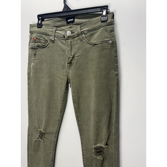 Hudson Krista Olive Distressed Ankle Skinny Jeans Frayed Hem Womens Denim Sz 27 - Picture 3 of 16